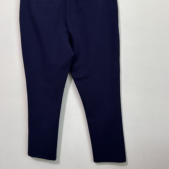 Soft Surroundings Pull On Ponte Pants L Navy Blue 34x27 Ankle Stretch Work Comfy - Picture 5 of 9
